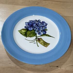 Jef By Ter Steege Hydrangea Dinner Plates Set 4 Blue Floral Cottage Decor Dining